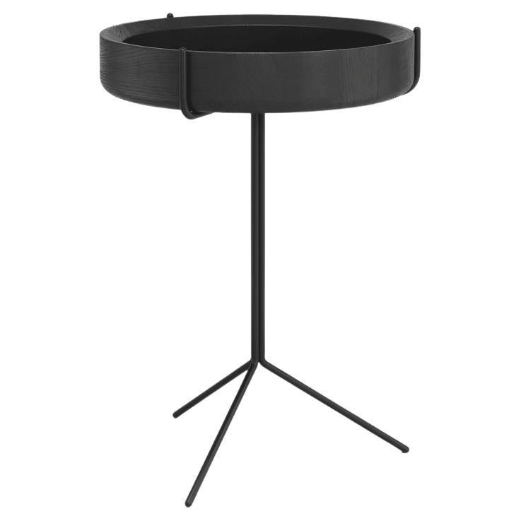 Table d'appoint tambour ronde Corinna Warm pour Swedese H 22" Frêne noir, châssis noir