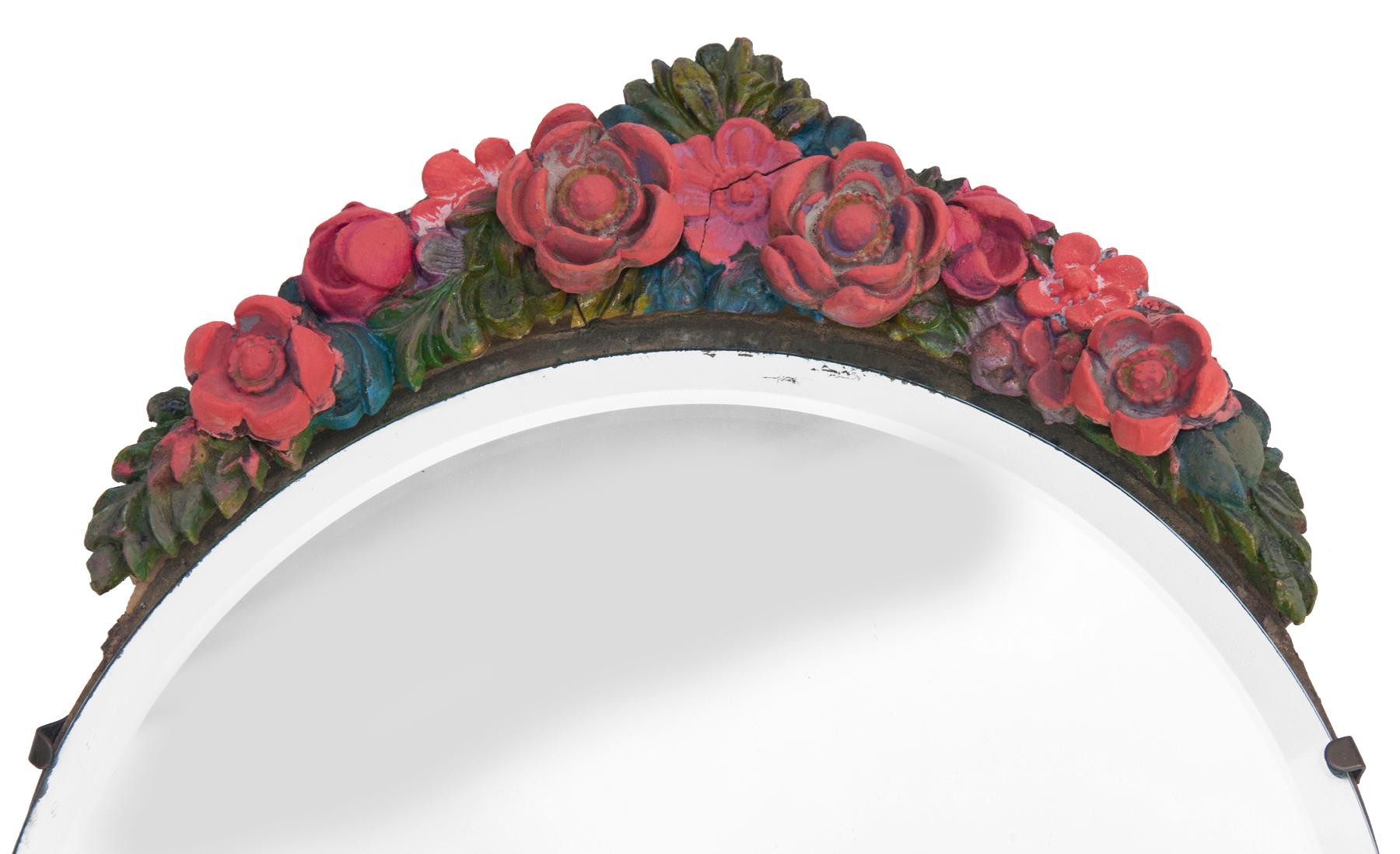 Aesthetic Movement Round Easel Table Mirror in Colorful Tones For Sale
