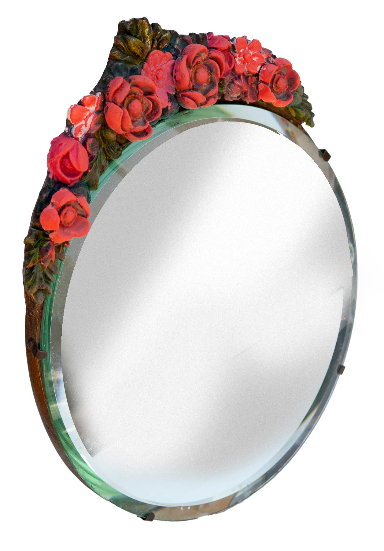 British Round Easel Table Mirror in Colorful Tones For Sale