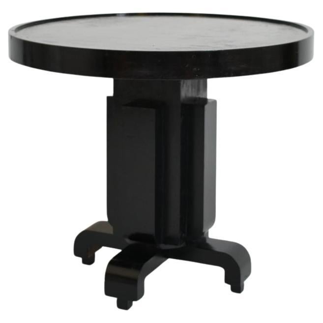 Round ebonised art deco geometric side table, 1930s. For Sale