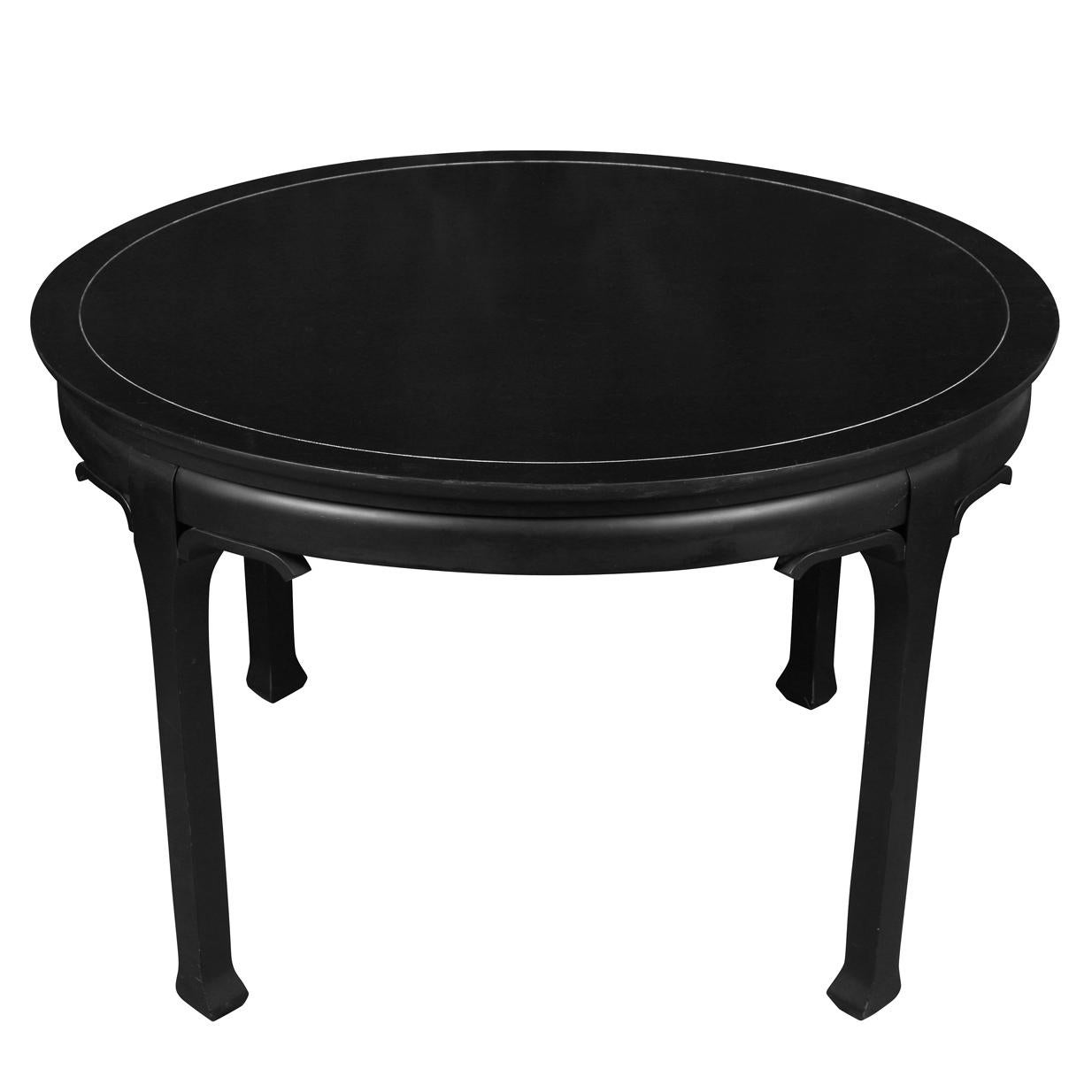 Round Ebonized Asian Style Mid Century Center Table In Good Condition For Sale In Locust Valley, NY