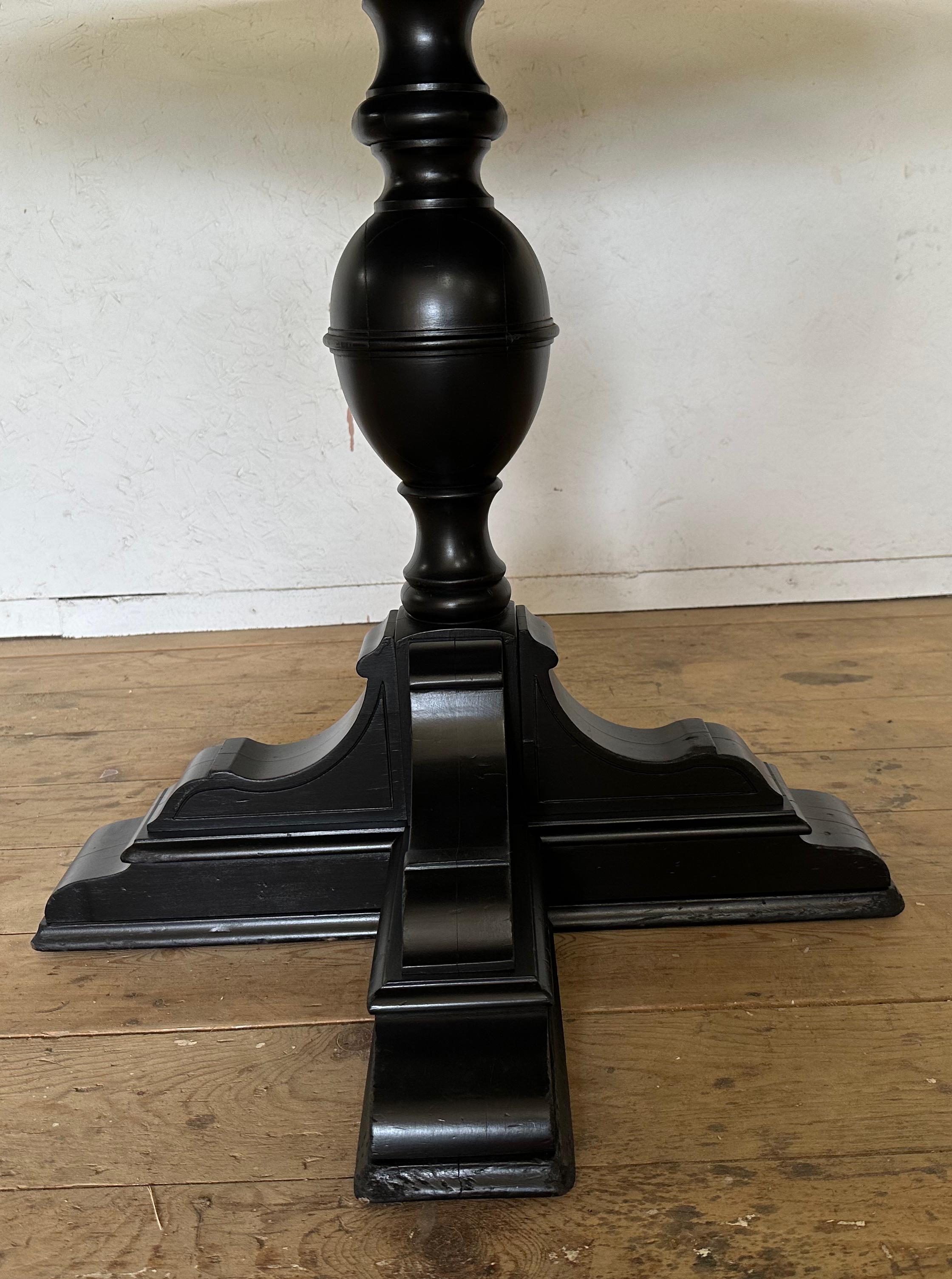 Stained Round Ebonized Louis Philippe Style Pedestal Table