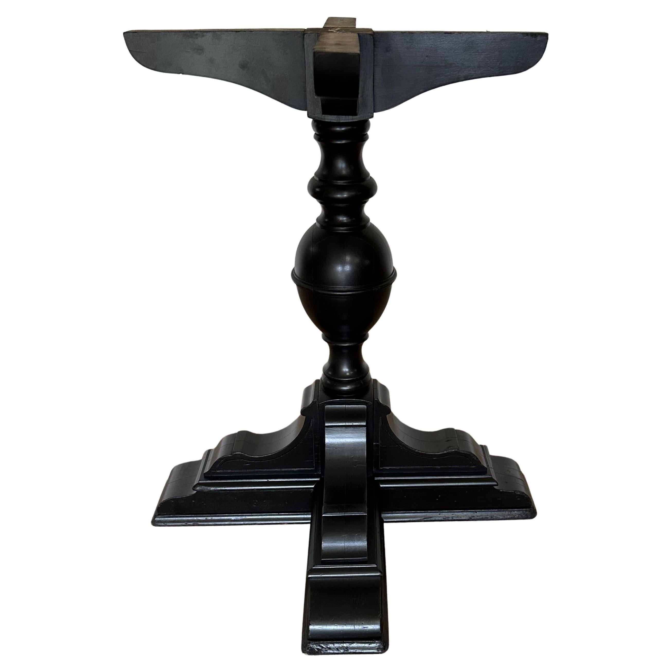 Wood Round Ebonized Louis Philippe Style Pedestal Table