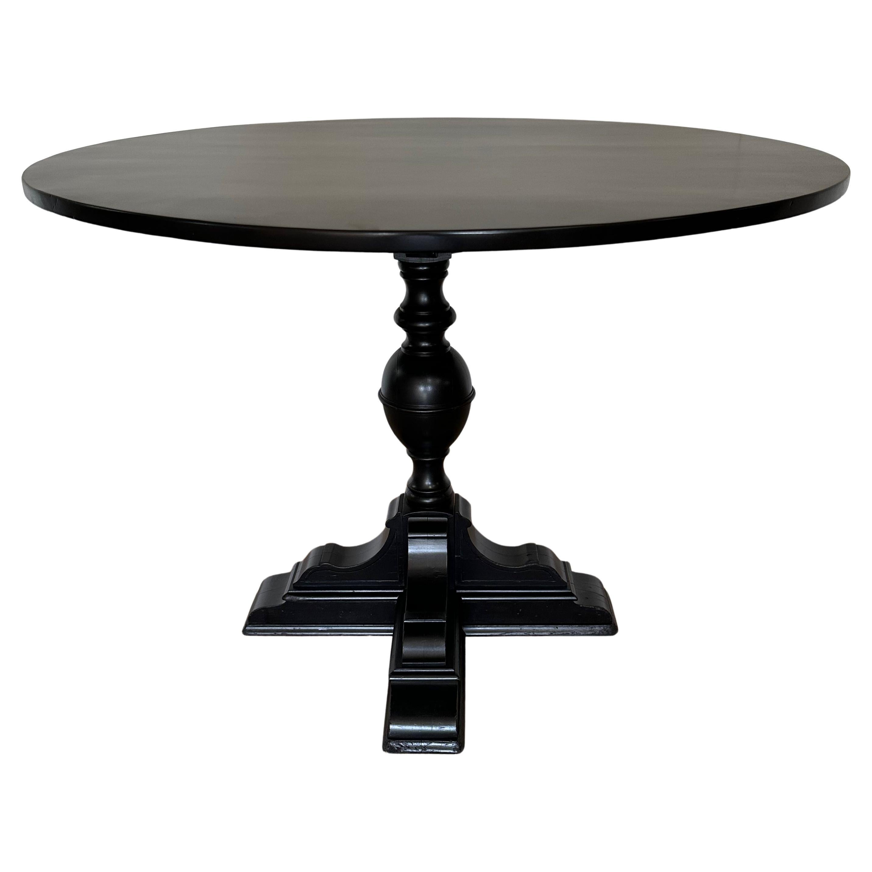 Round Ebonized Louis Philippe Style Pedestal Table
