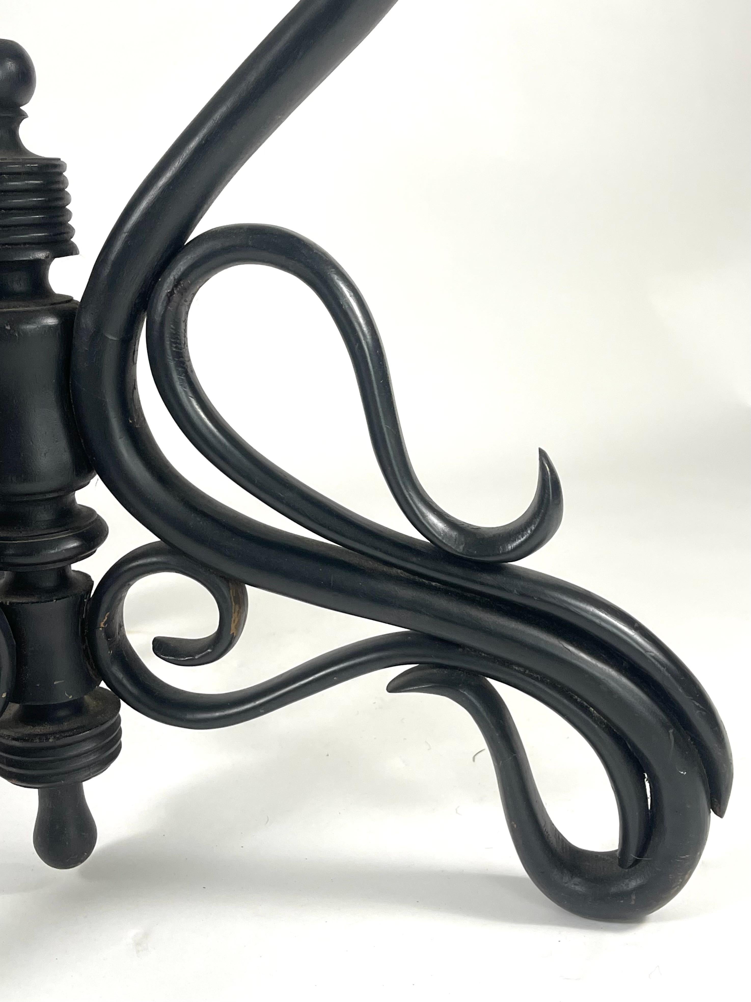 Round Ebonized Thonet Bentwood Table with Marble Top In Good Condition In Essex, MA