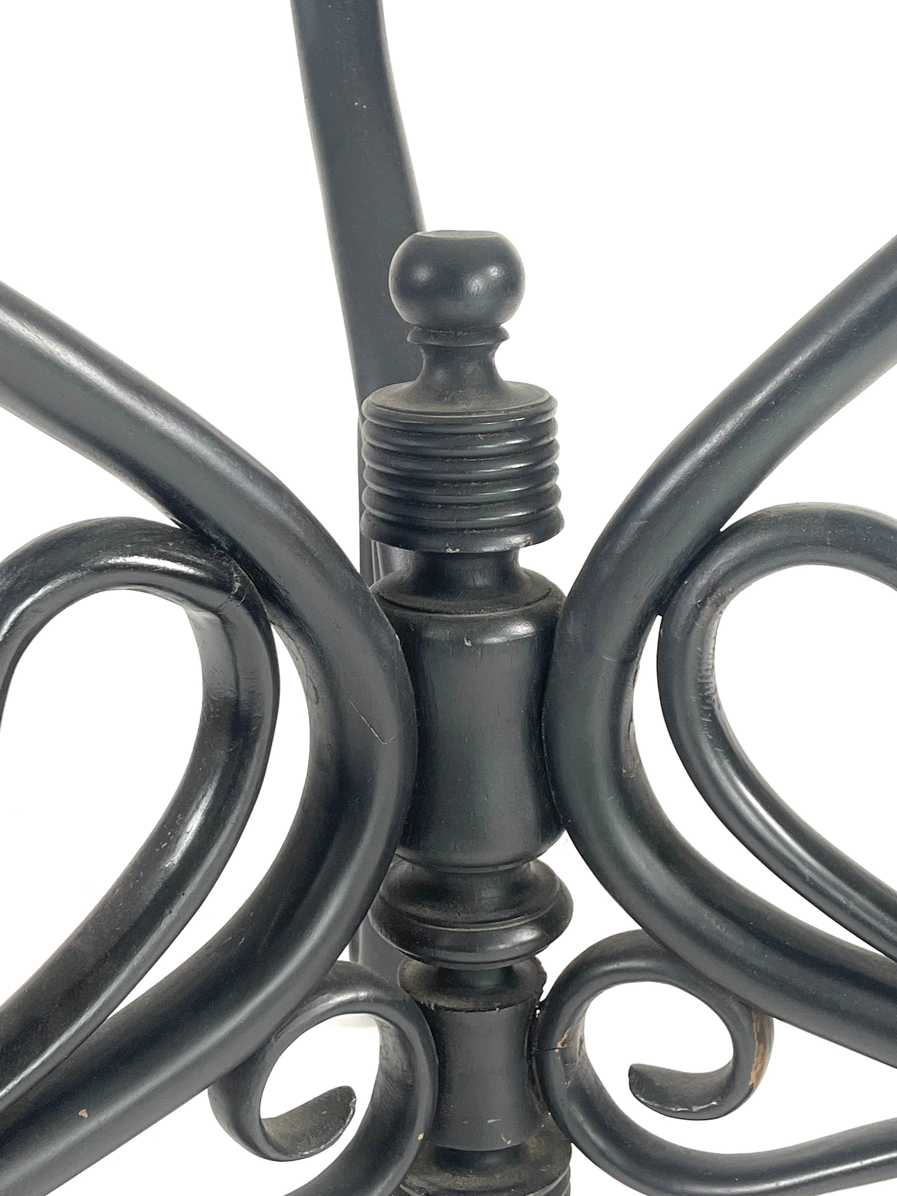 20th Century Round Ebonized Thonet Bentwood Table with Marble Top