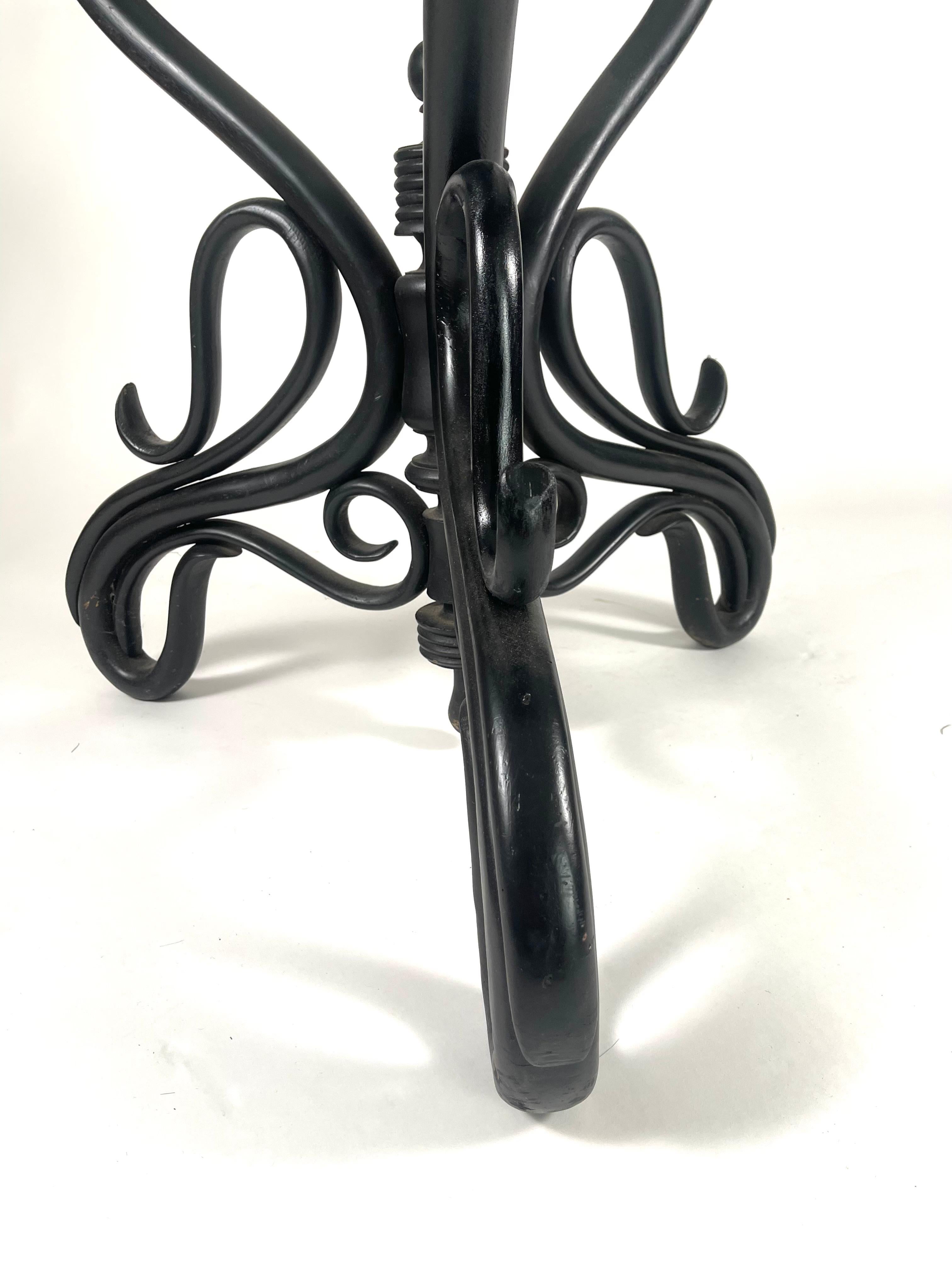 Round Ebonized Thonet Bentwood Table with Marble Top 1