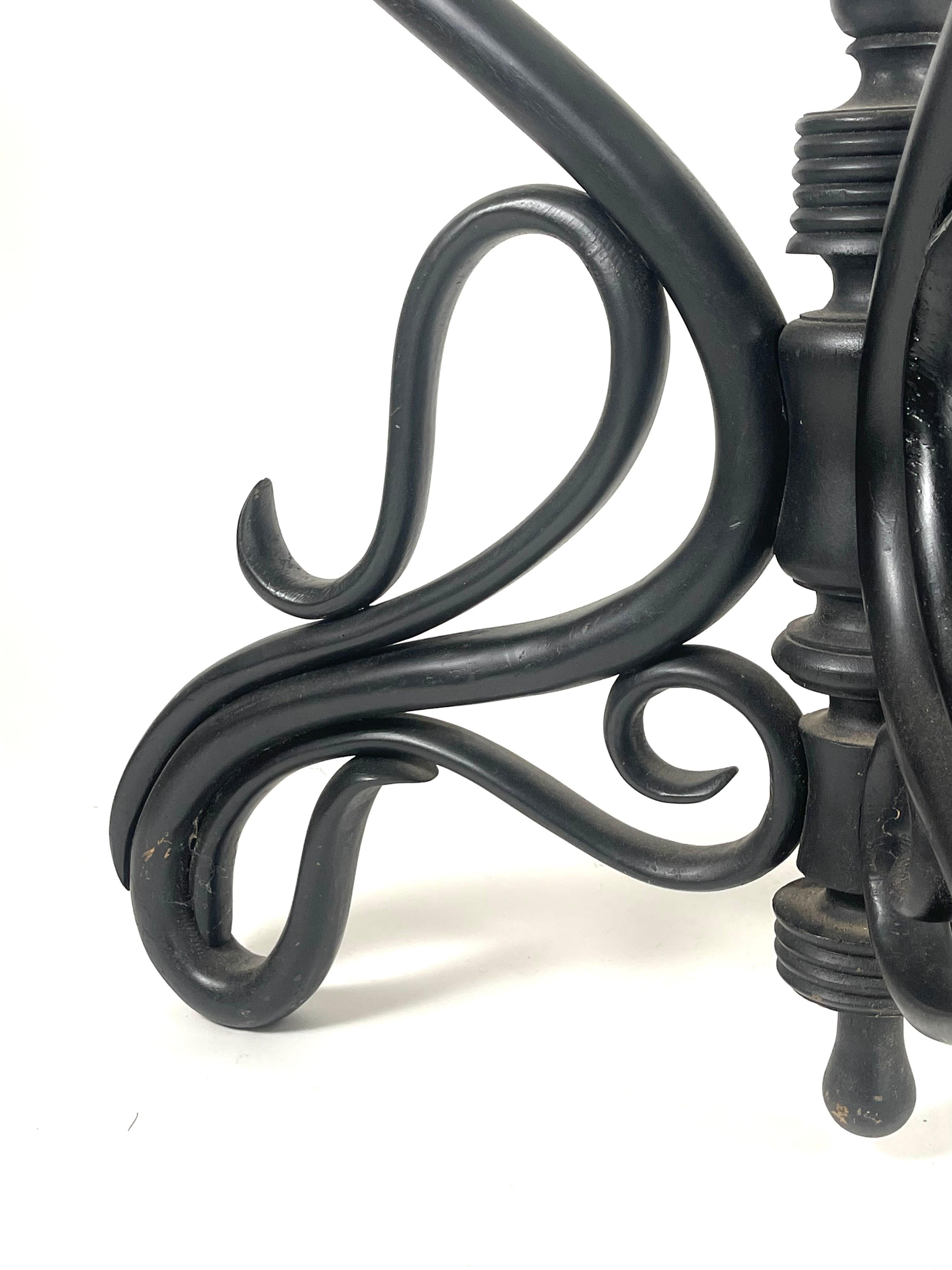 Round Ebonized Thonet Bentwood Table with Marble Top 2