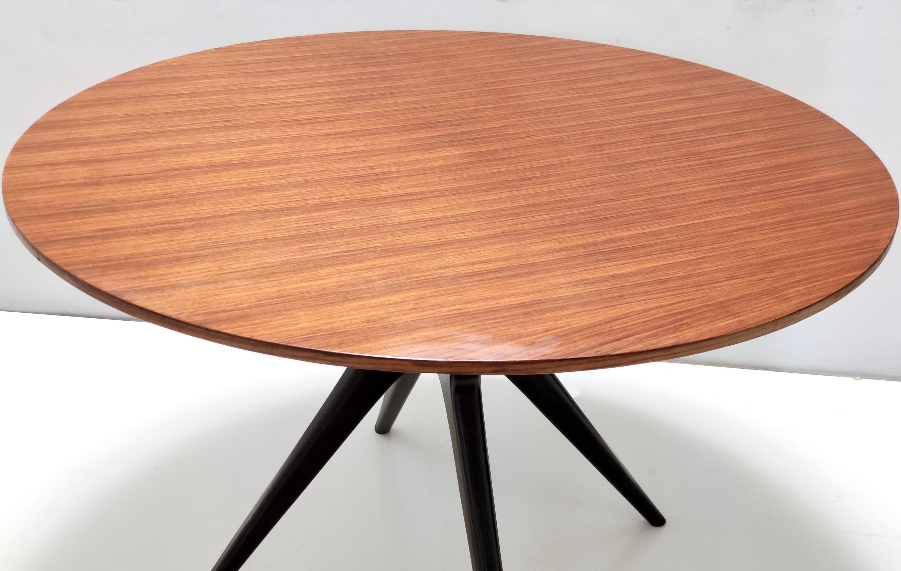Round Ebonized Walnut and Beech Dining Table in the style of Ico Parisi, Italy 1