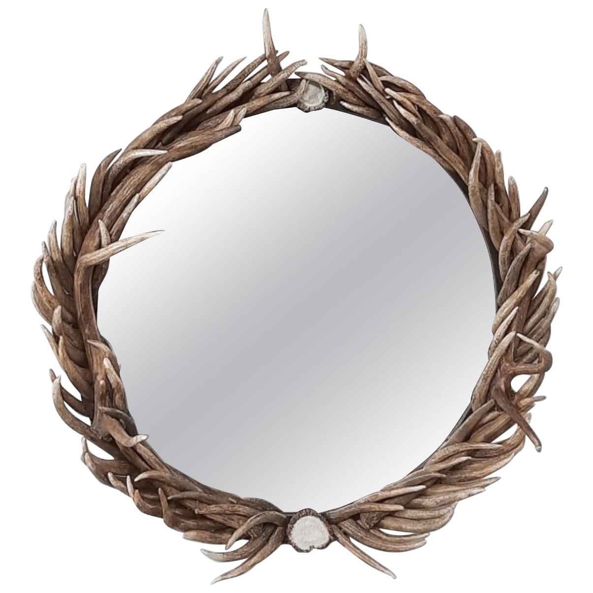 Round Elk Tine Series Antler Wall Mirror by The Peak Antler