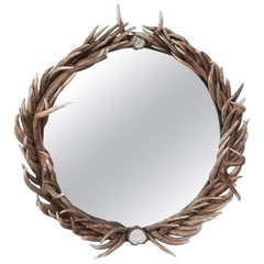 Round Elk Tine Series Antler Wall Mirror by The Peak Antler