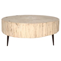 Round Elm Block Form Coffee Table 