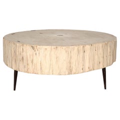 Round Elm Block Form Coffee Table