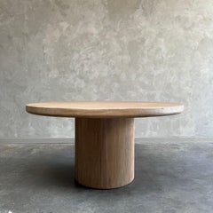 Round elm wood reeded dining table 60"