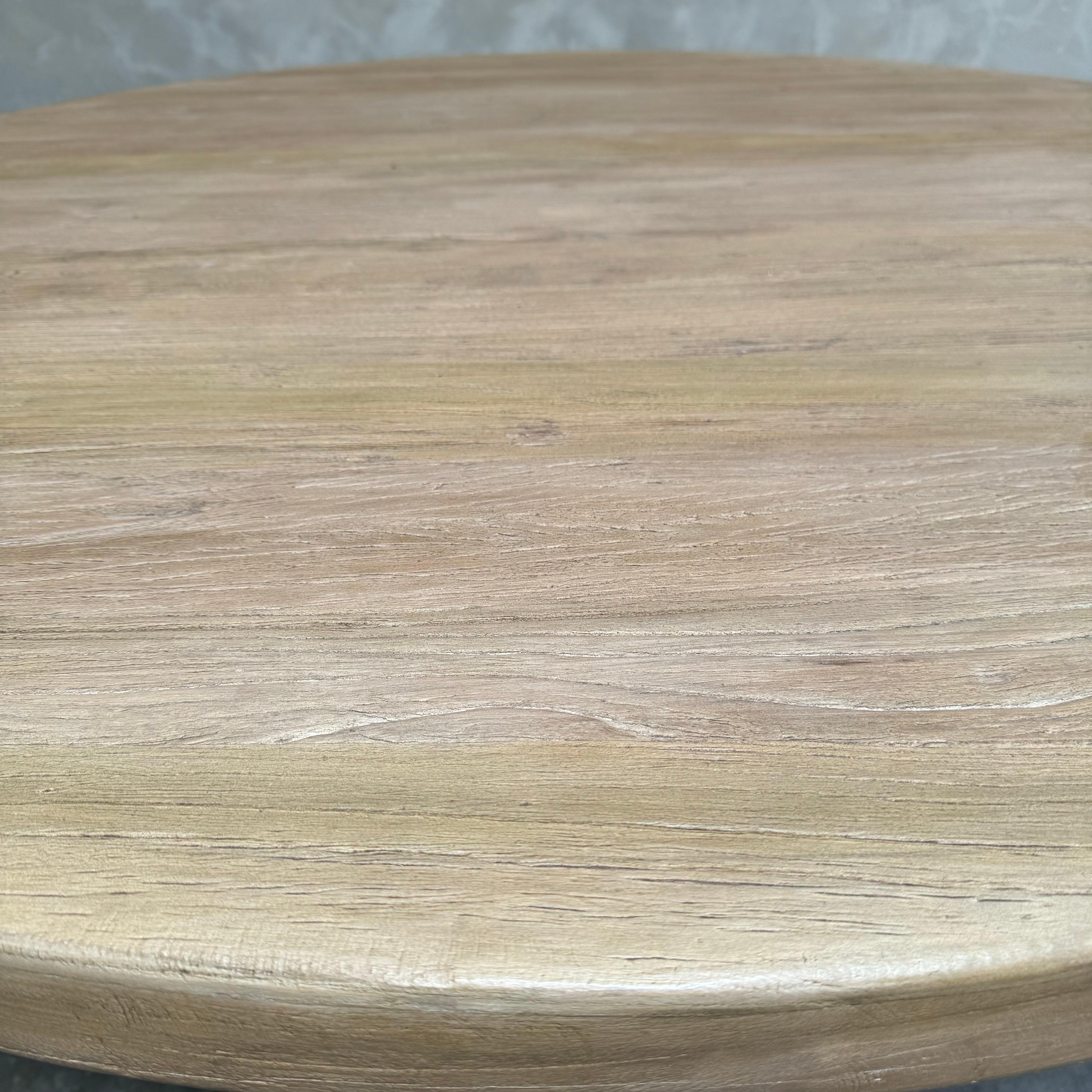 Round elm wood reeded dining table 60