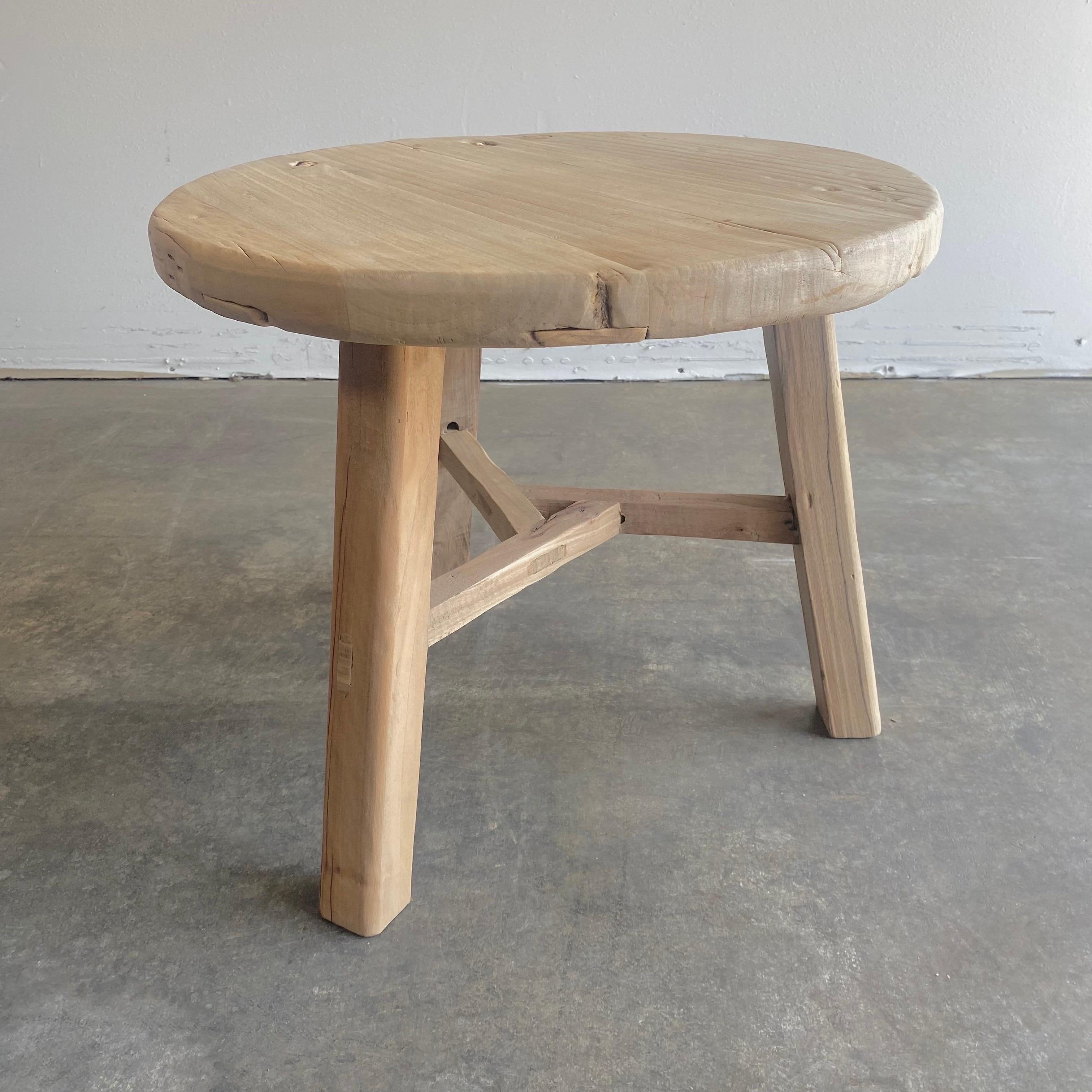 round rustic side table