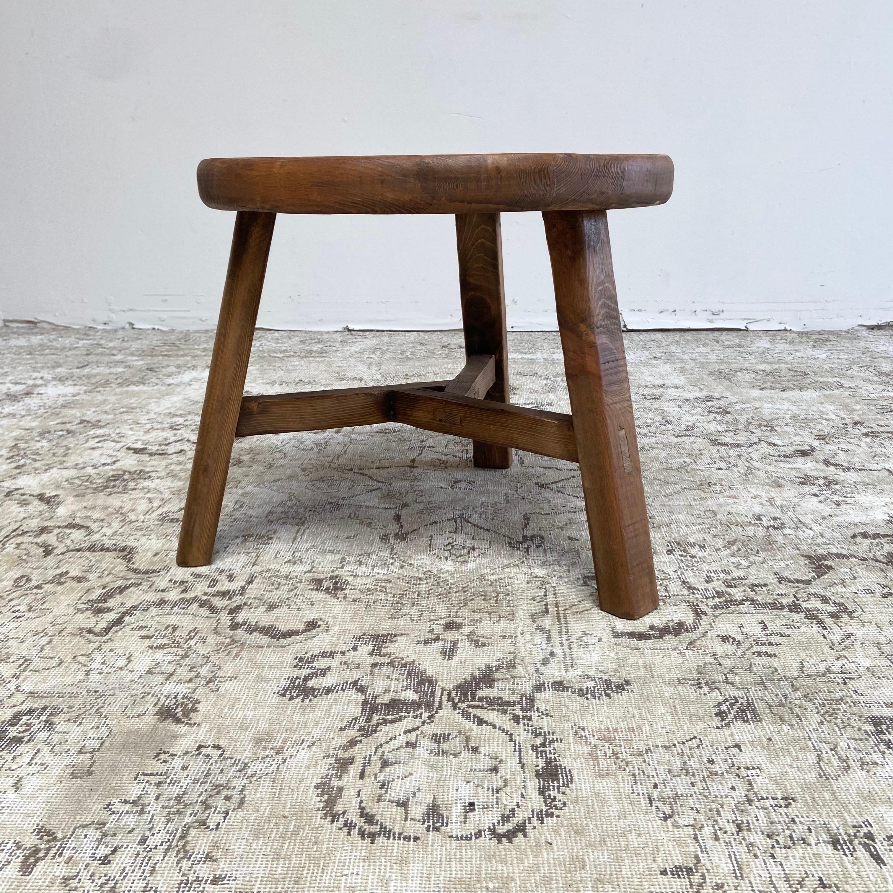 Round Elm Wood Side Table For Sale 5