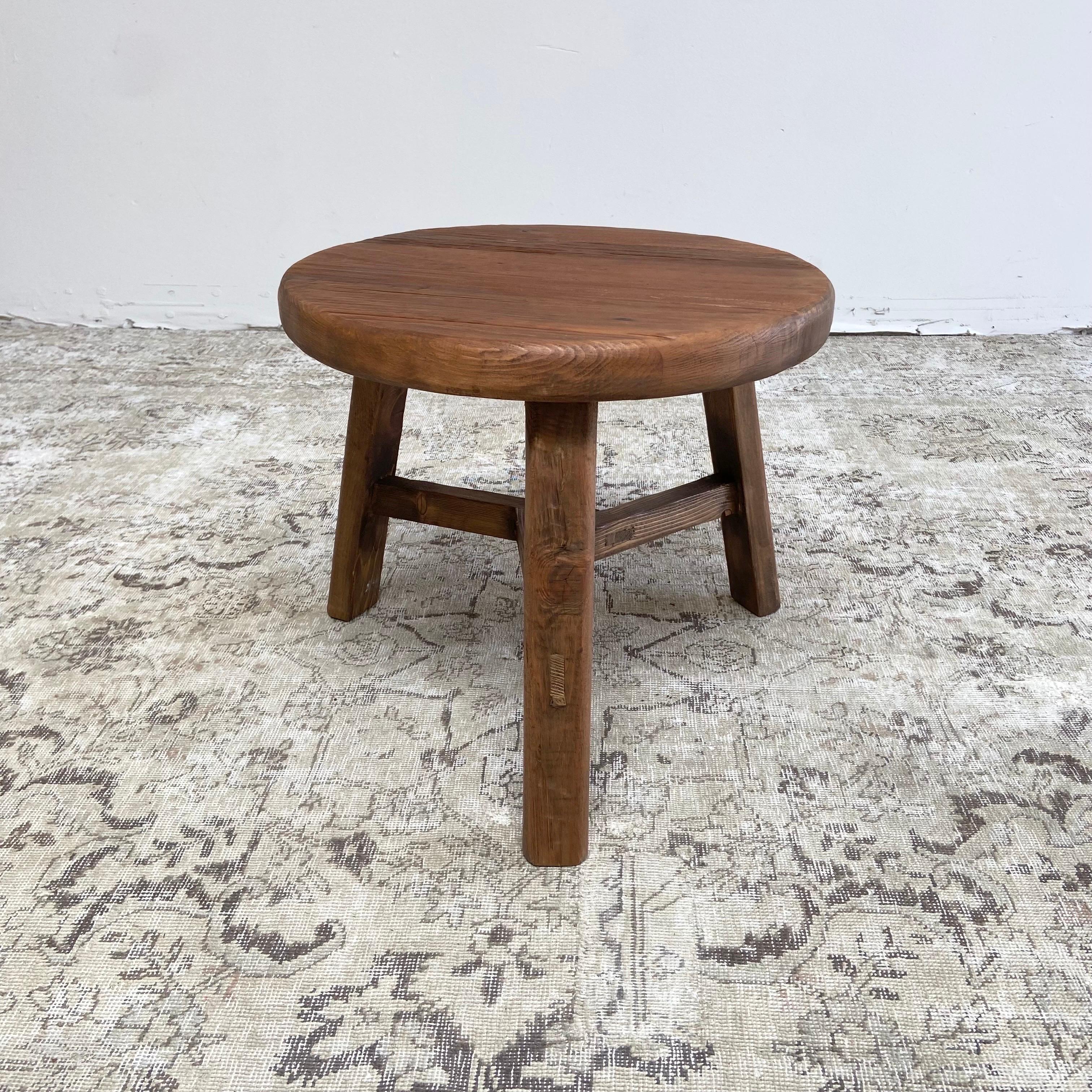 Round Elm Wood Side Table For Sale 6