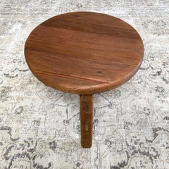 Round Elm Wood Side Table