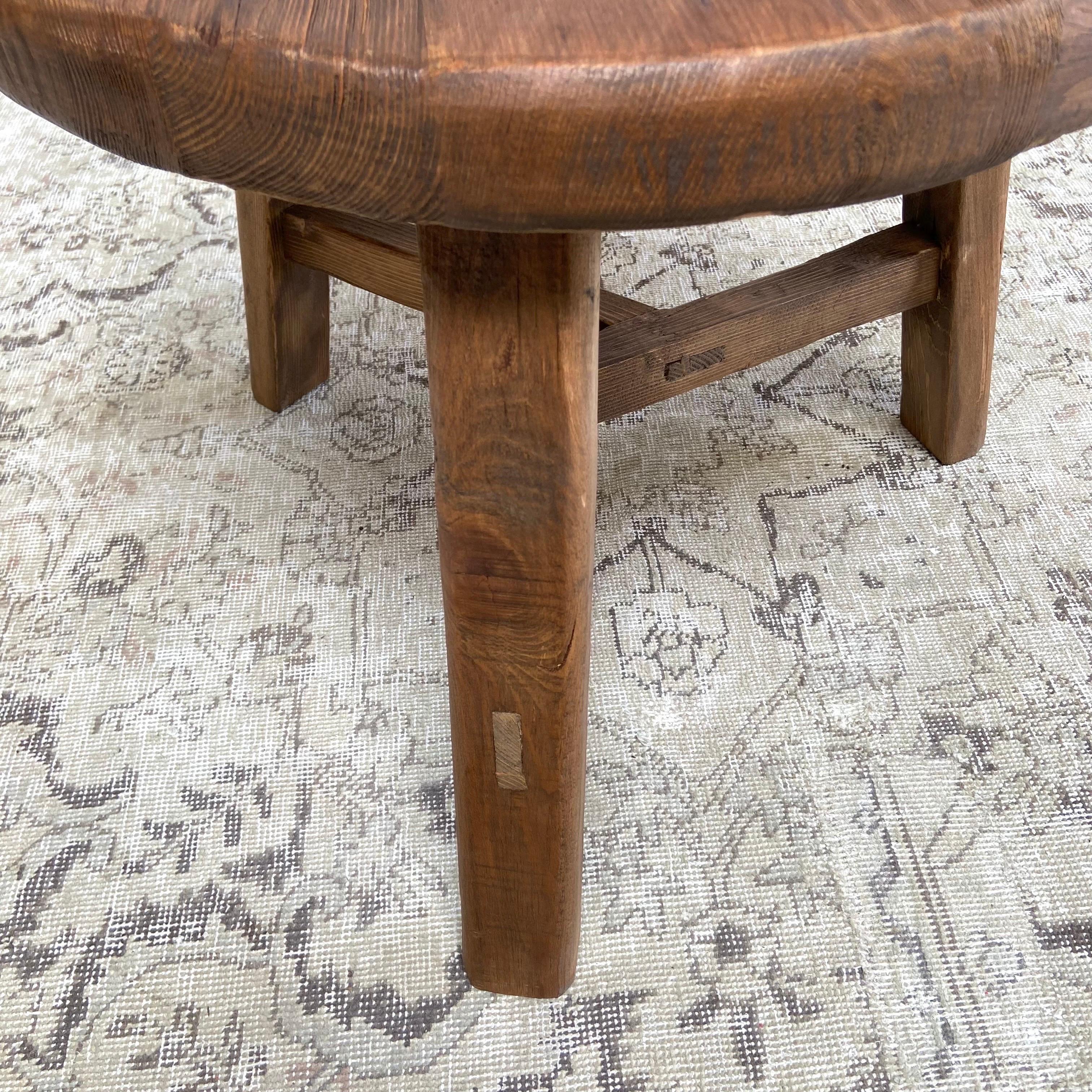 Round Elm Wood Side Table For Sale 3
