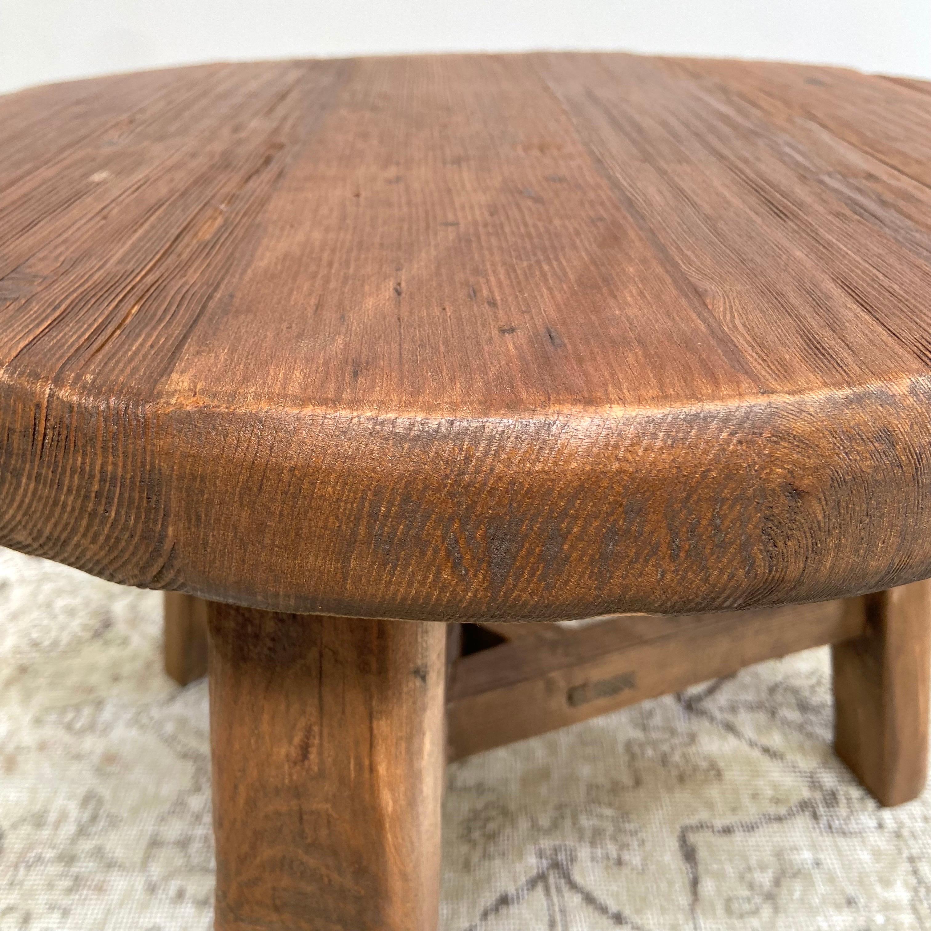 Round Elm Wood Side Table For Sale 4