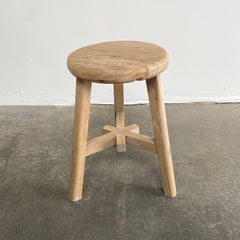 Round Elm Wood Stool