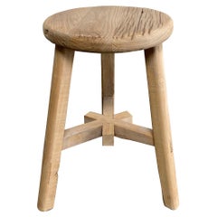 Round Elm Wood Stool