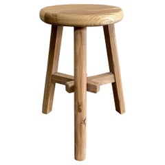 Round Elm Wood Stool or Small Table