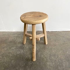 Round Elm Wood Stool Side Table