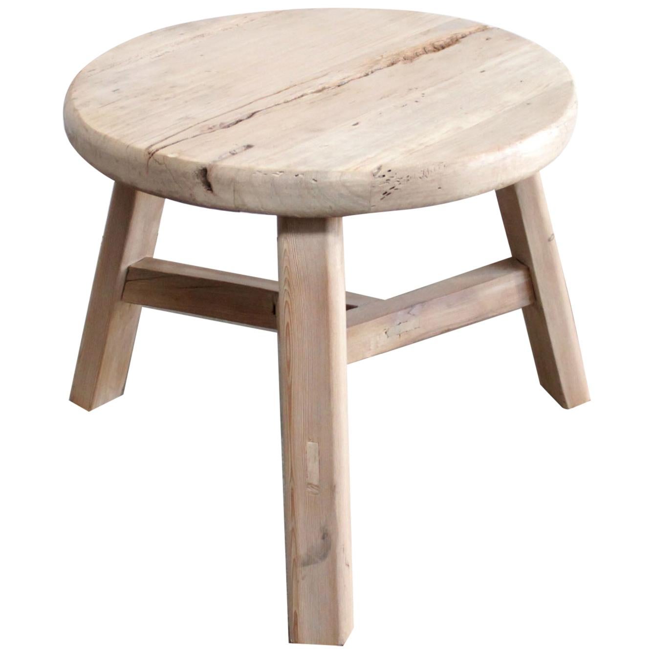 Round Elmwood Accent or Side Table For Sale