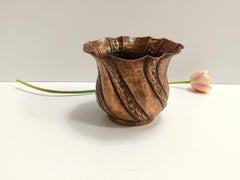 Round Embossed Copper Cachepot / Vase attr. to Egidio Casagrande, Italy