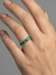 1.65ct Round Emerald Half Eternity Band Ring in 14K Gold