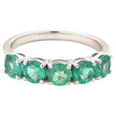 1.65ct Round Emerald Half Eternity Band Ring in 14K Gold
