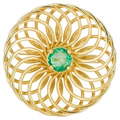 Round emerald 14k gold ring. 