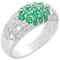 Vintage Round Emerald and Diamond Cocktail Ring, Platinum