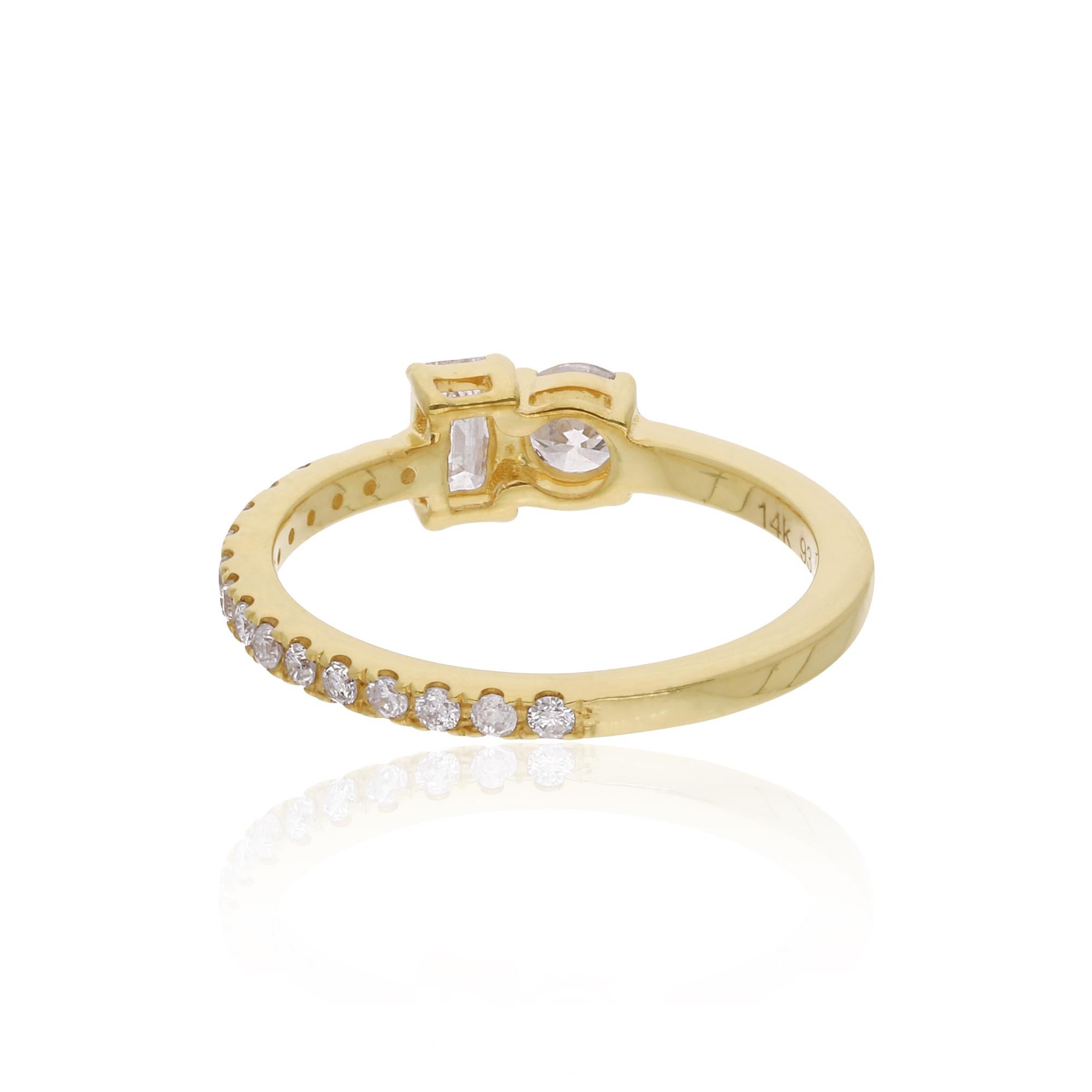 For Sale:  Natural SI/H Diamond Minimalist Ring 14 Karat Yellow Gold Birthday Gift 0.53 Ct. 2