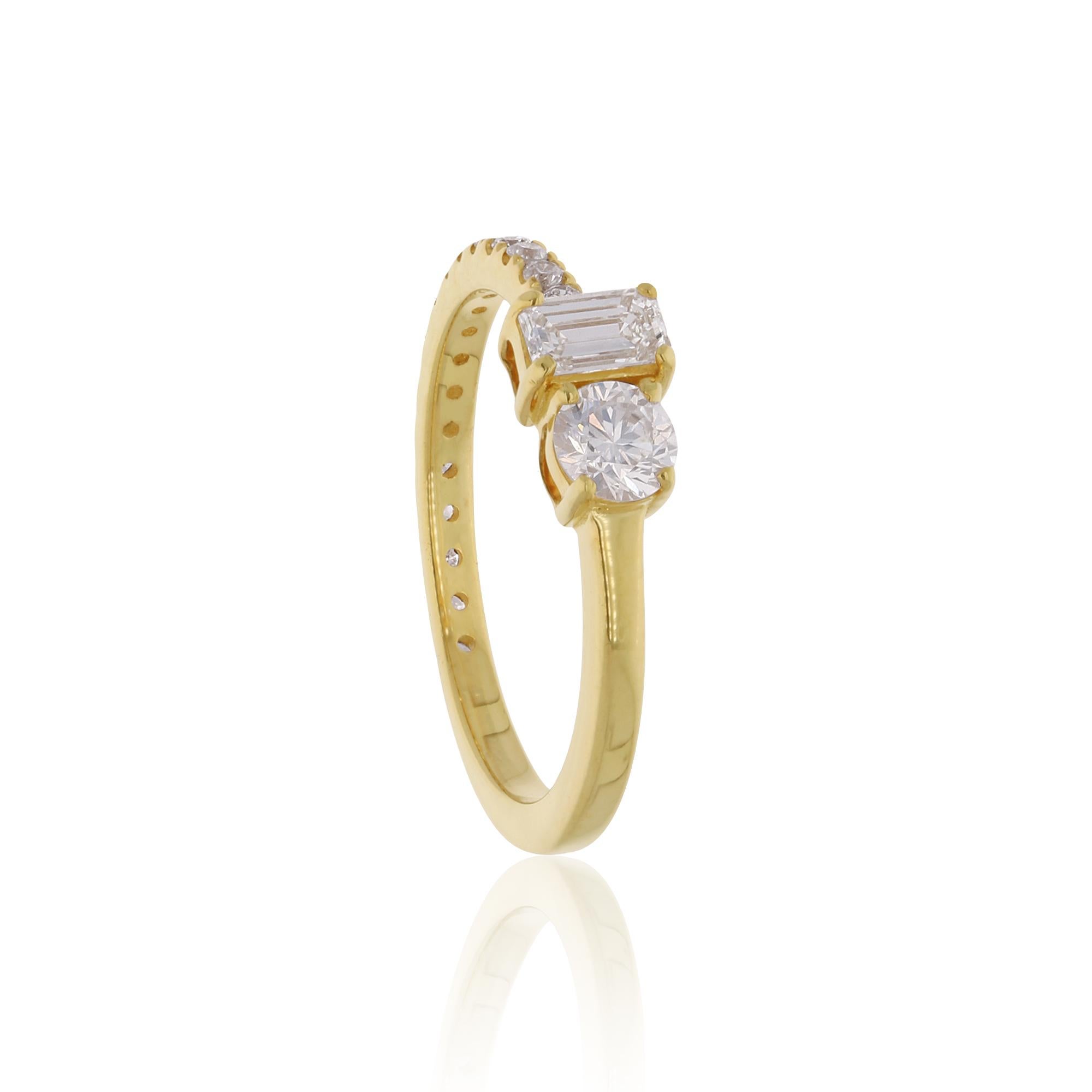 For Sale:  Natural SI/H Diamond Minimalist Ring 14 Karat Yellow Gold Birthday Gift 0.53 Ct. 3