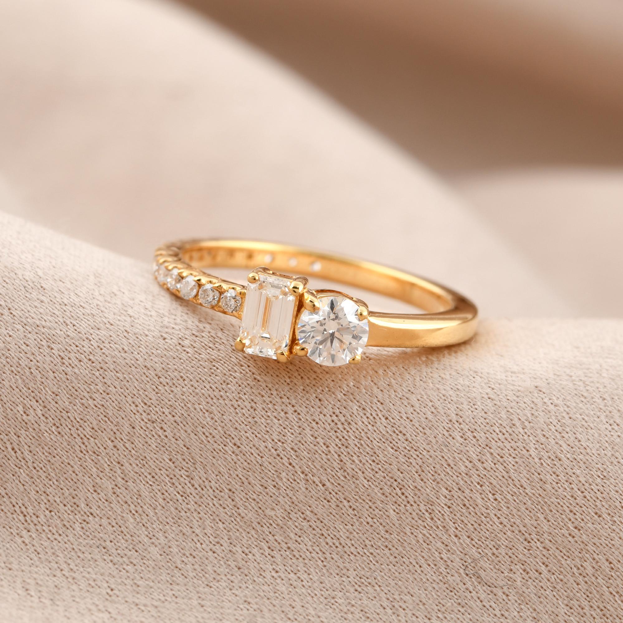 For Sale:  Natural SI/H Diamond Minimalist Ring 14 Karat Yellow Gold Birthday Gift 0.53 Ct. 4