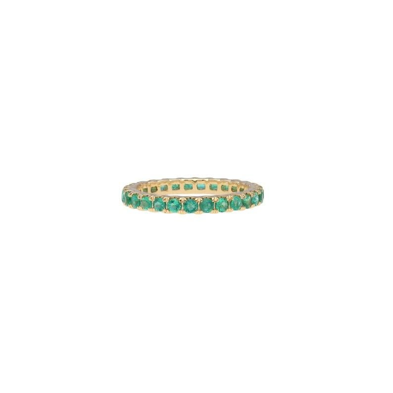Contemporary Natural Round emerald eternity band  18k gold