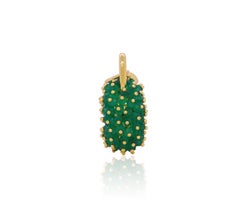 Round Emerald Lock Fashion Pendant Charm 14K Yellow Gold