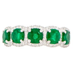 Round Emerald Ring With Diamonds 1.97 Carats 18K Gold