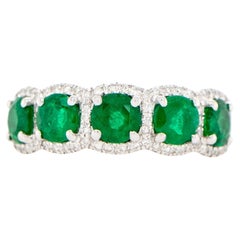 Runder Smaragdring mit Diamanten 1,97 Karat 18K Gold