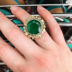 Round Emerald Ring with Diamonds