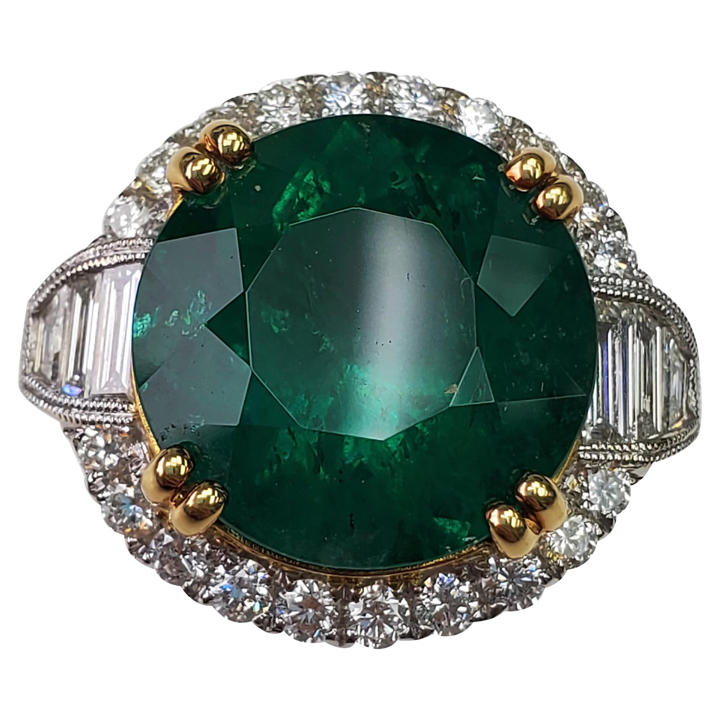 Round Emerald Ring with Diamonds