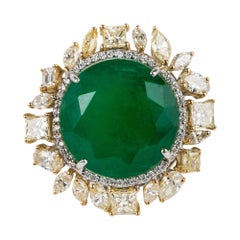 Round Emerald Ring with Diamonds