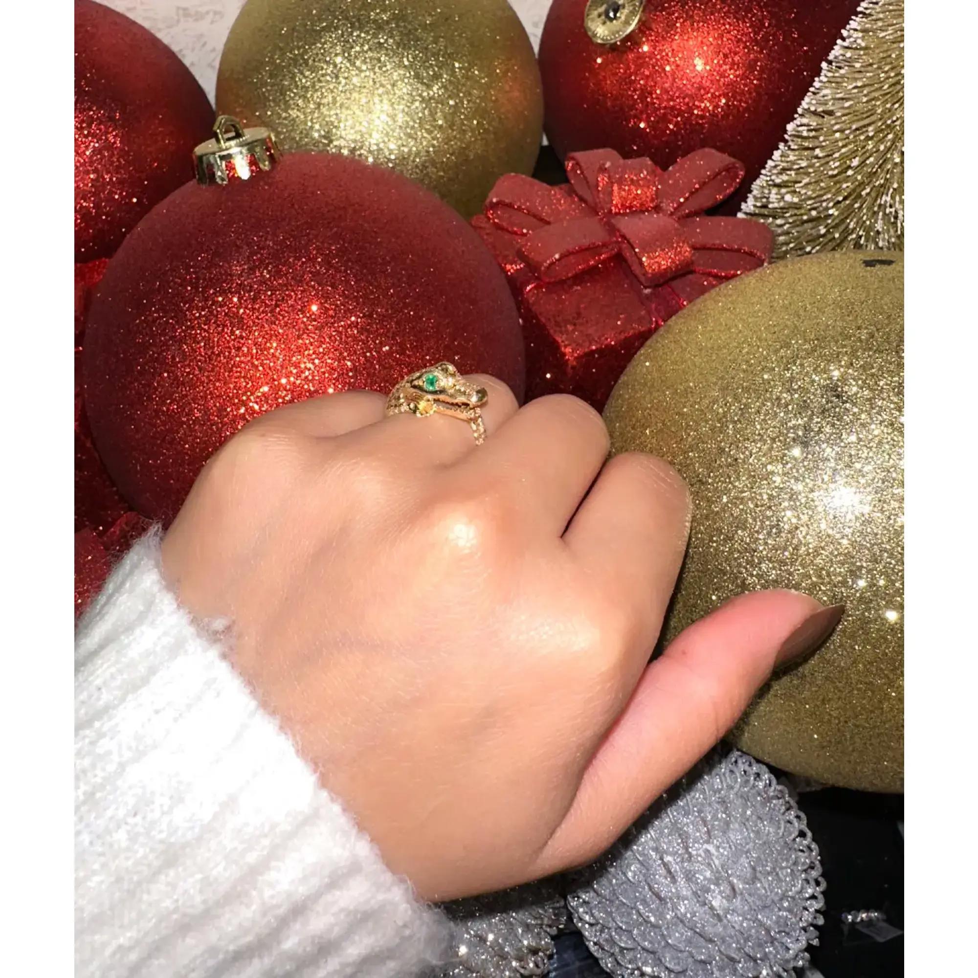 Runder Smaragd strukturierter Krokodil Ring 14K Gelbgold Größe 5,75 für Damen oder Herren im Angebot