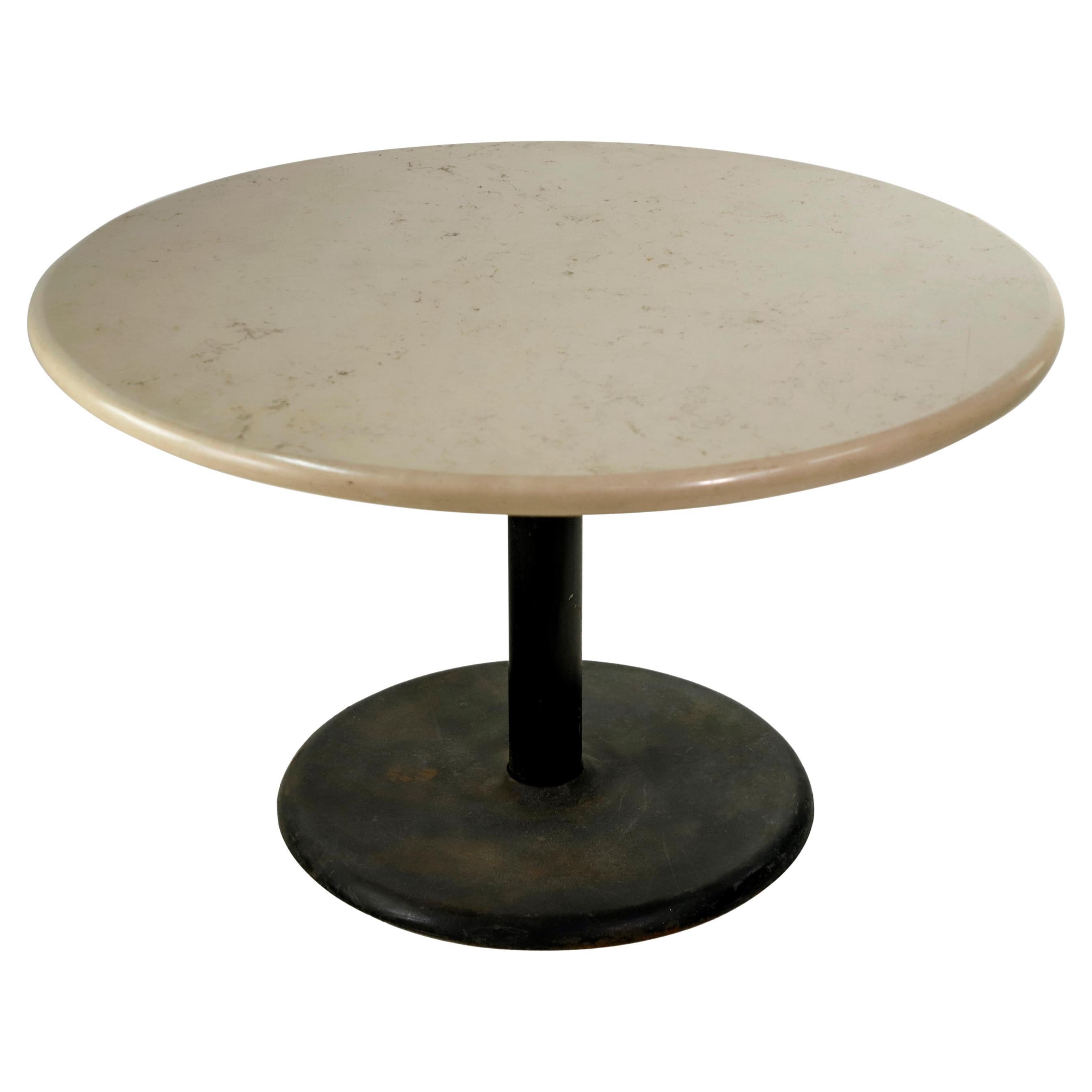 Round Empire State Building Marble Table Top Cast Iron Base For Sale