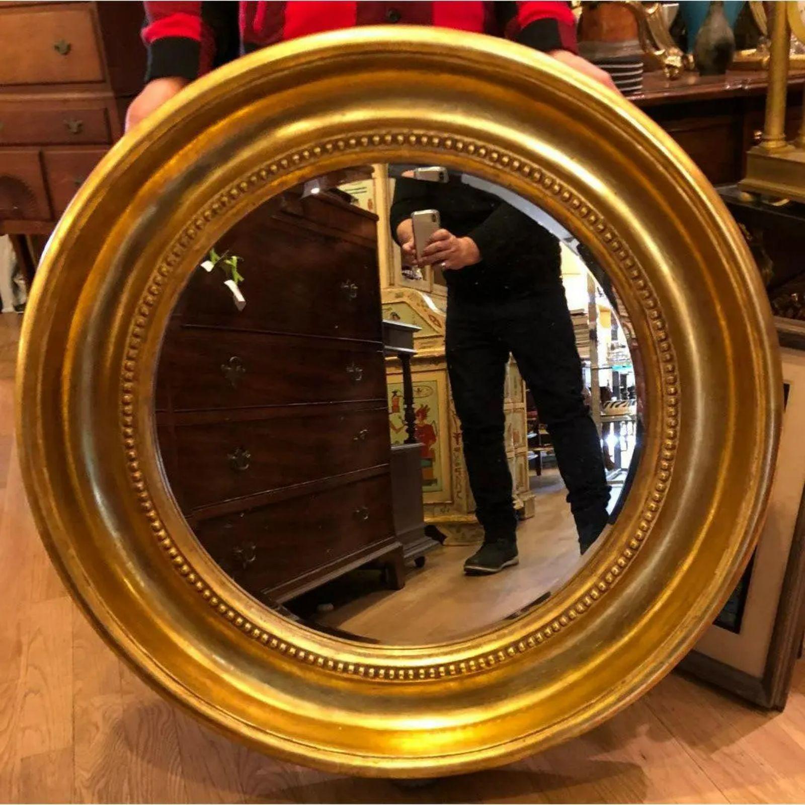 Giltwood Round Empire Style Gold Mirror by Randy Esada Designs, 2010s For Sale