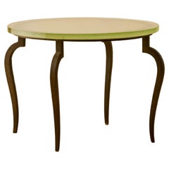 Round End Table With Textured Glass Top by Saint Gobain c. 1960