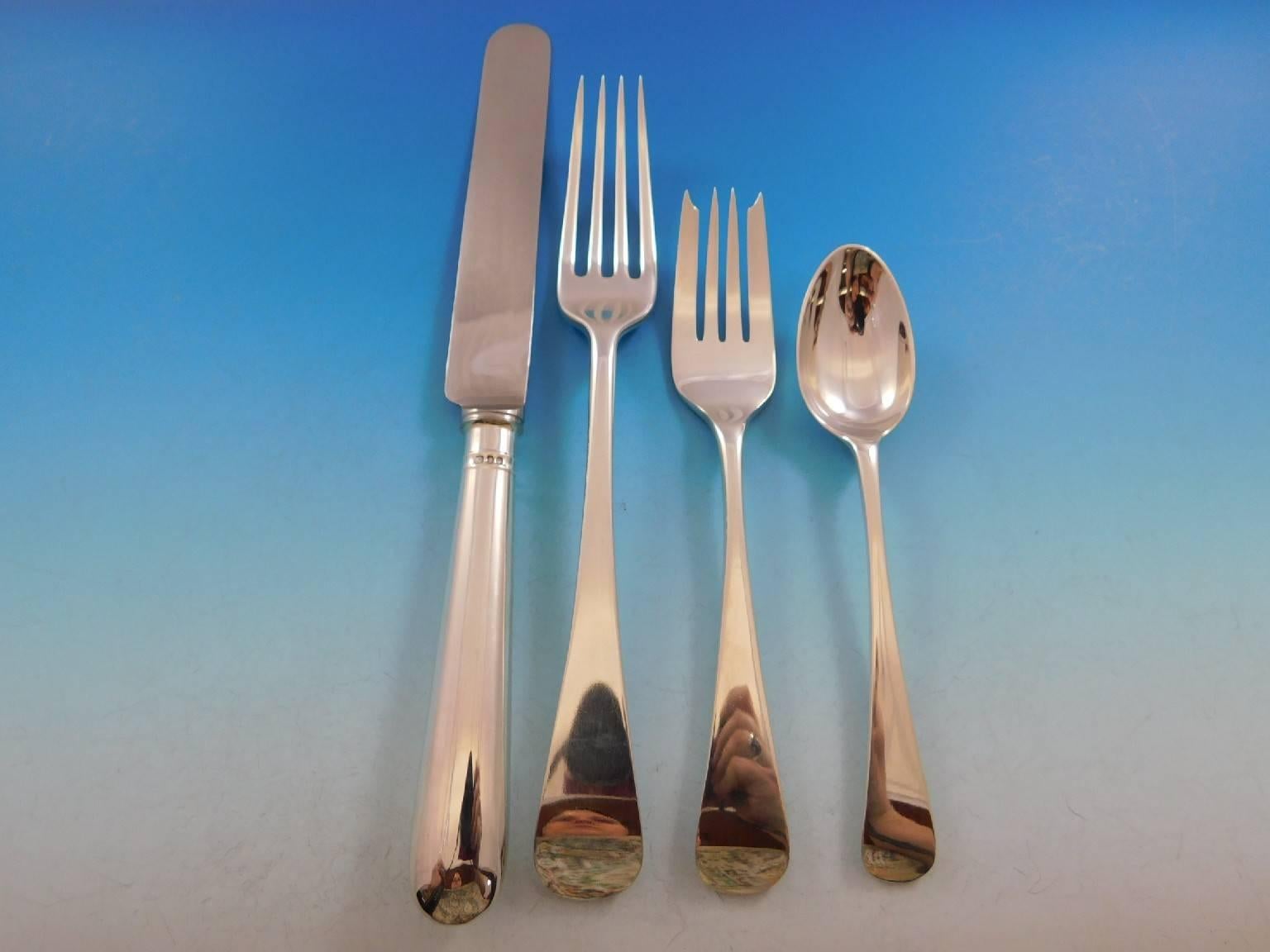 Incredible round English by James Robinson sterling silver flatware set of 179 pieces. This set includes:

24 dinner size knives, 9 3/4